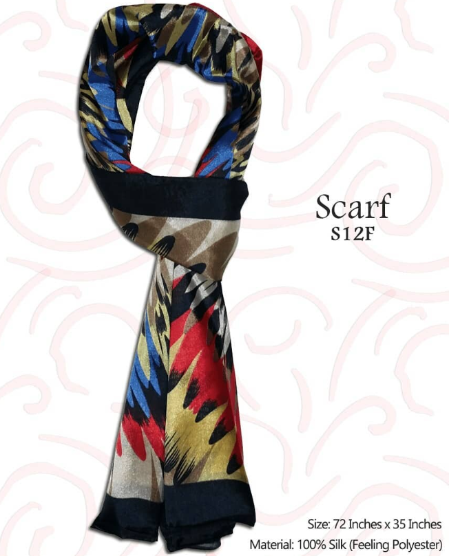 Silk Scarf - Blue with multi color - 7- S12F