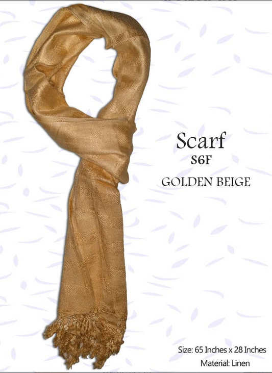 Linen Scarf - Golden Beige   1-S6F