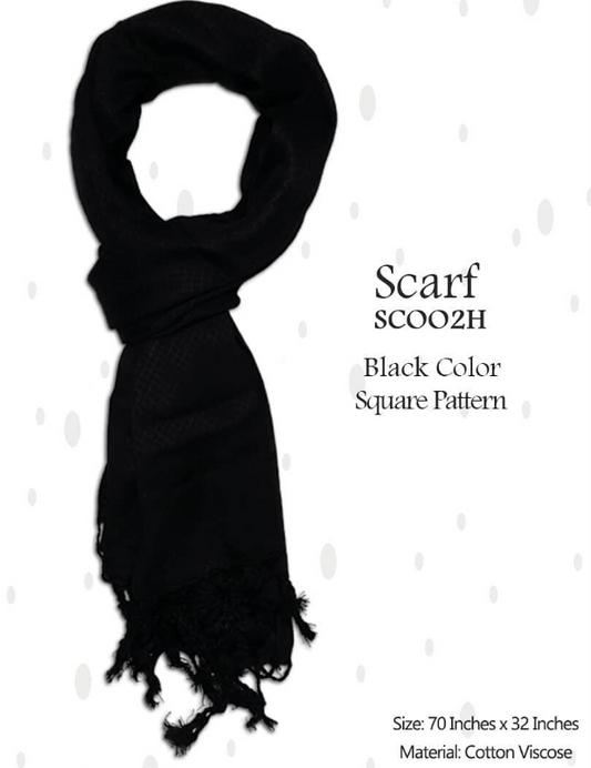 Cotton Viscous Scarf - Black Color - 12-SC002H