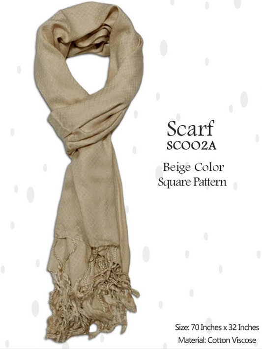 Cotton Viscous Scarf - Beige Color - 16 - SC002A