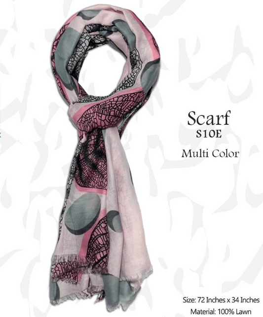 Lawn Scarf - Pink Printed - 19- S10 E