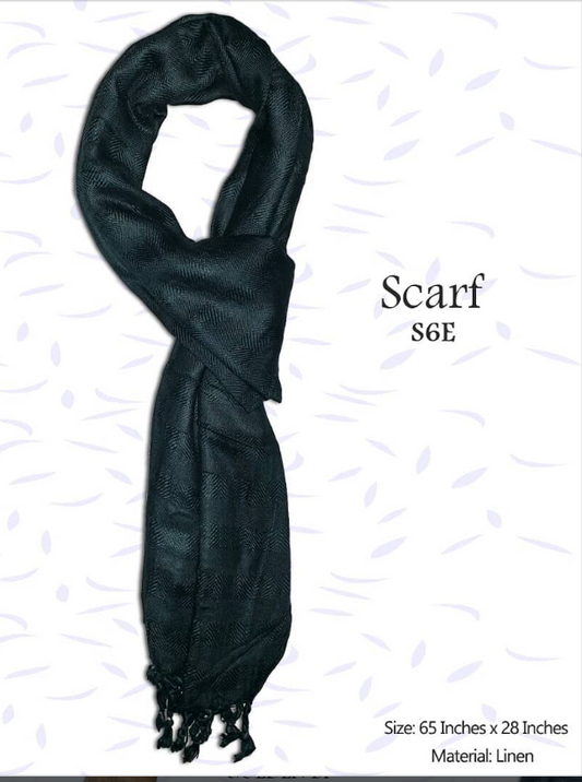 Linen Scarf - Black  2-S6E