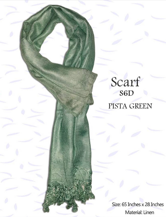 Linen Scarf - Pista Green - 3- S6D