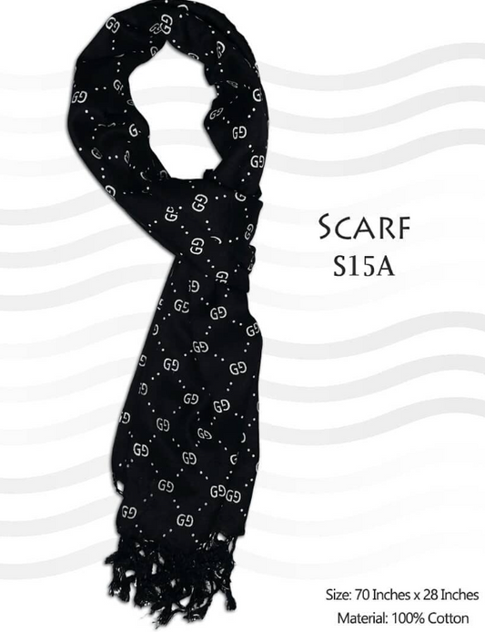 Cotton Scarf - Black - 29 - S15 A