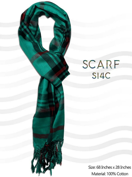 Cotton Scarf - Multi color line with green - 33 - S14 C
