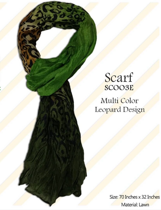 Lawn Scarf - Green Cheetah Print - 39 - SC003E