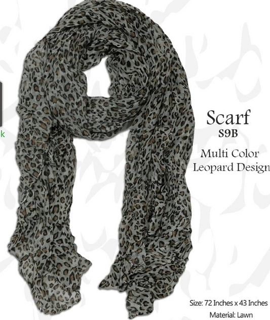Lawn Scarf - Leopard Print - 42 - S9B