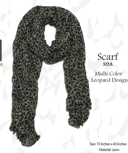 Lawn Hijab - Greyish Leopard Print - 43 - S9A