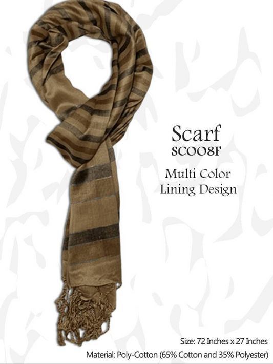 Poly Cotton Hijab - Coffee lining design - 46 - SC008F