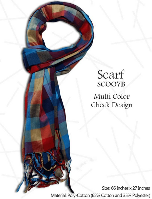 Poly Cotton Hijab - Multi Color Design - 51- SC007B