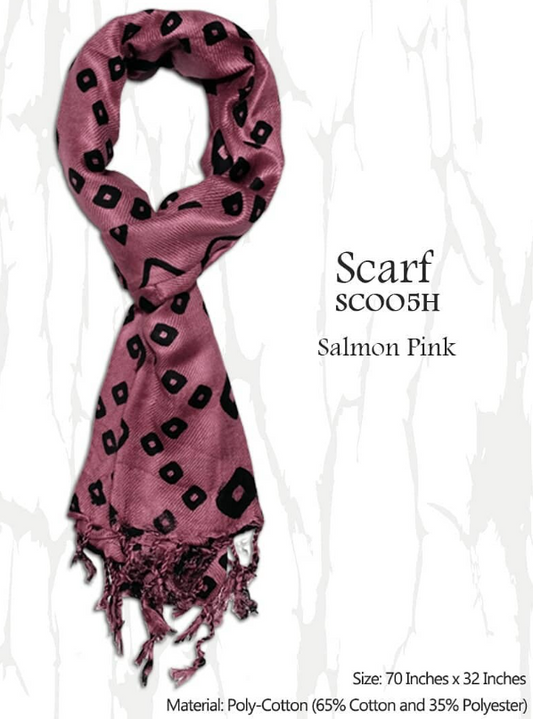 Poly Cotton Cotton Hijab - Salmon Pink Chunri - 56- SC005H